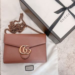 Gucci GG Marmont Leather Mini Chain Bag. WOC